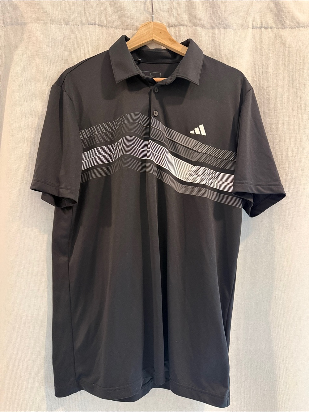 Men's Adudas Black Performance Polo Shirt with Contrast Stripe